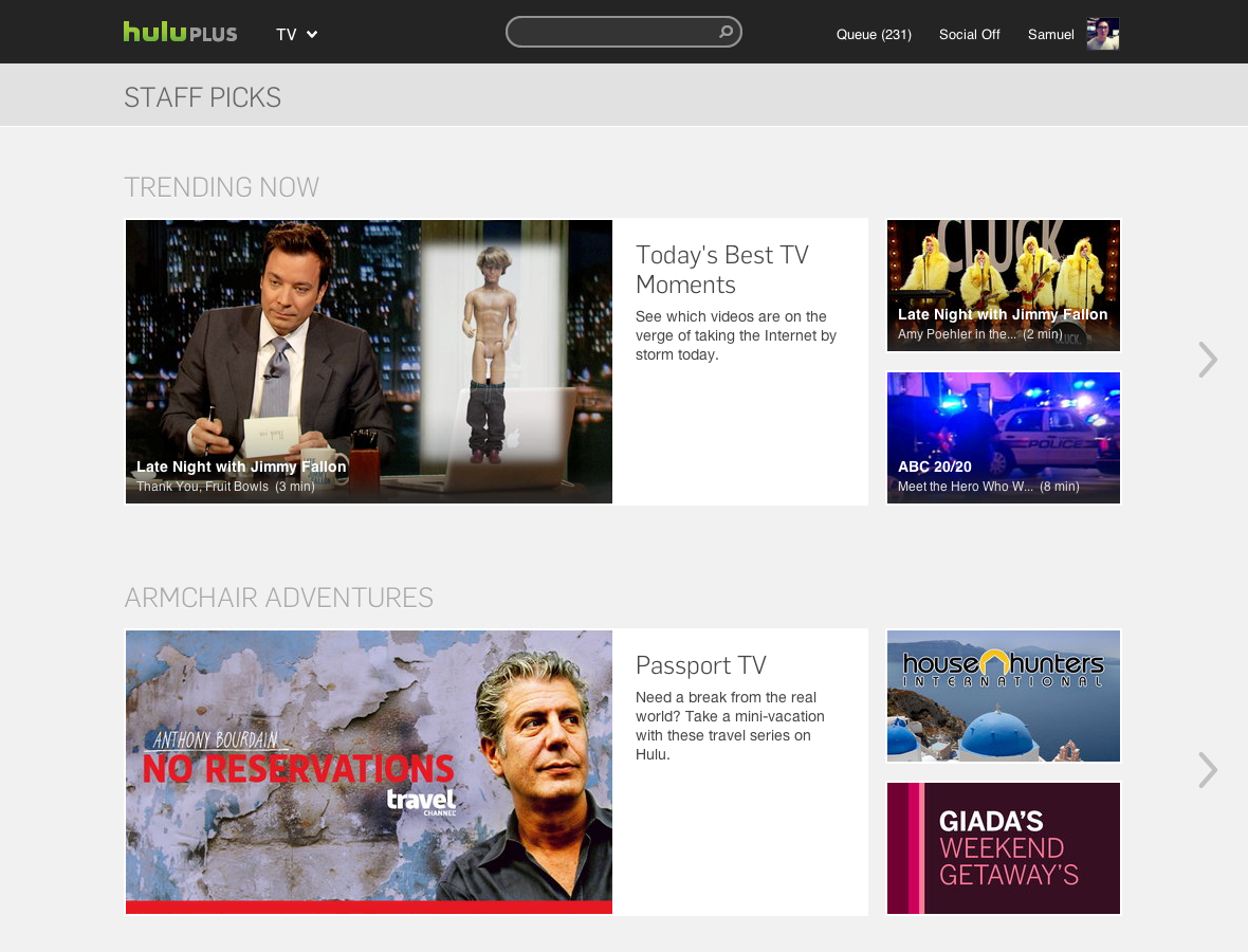 Hulu Website Redesign