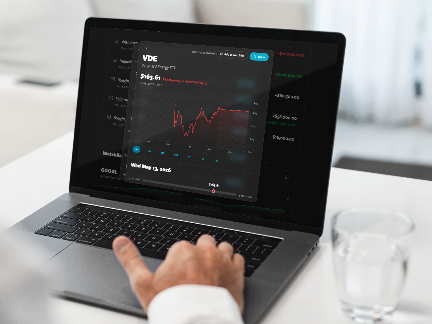 SMPLNVST Paper Trading App Stock Ticker Detail